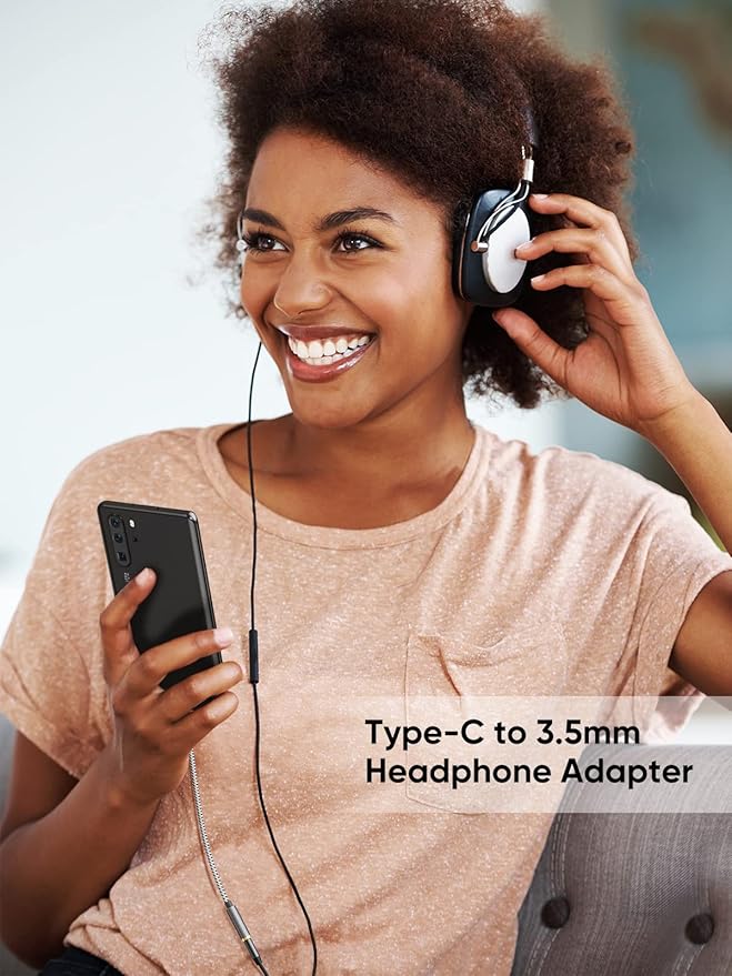 CableCreation USB C to 3.5mm Audio Adapter, Type C to Headphone Adapter, USB C to Aux 24bit/96kHz HiFi DAC Cable for iPhone 16 15 Pro Max/15 Pro/15 Plus, iPad, Galaxy S24 S23 Ultra, Pixel 9, 0.33 ft