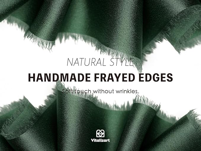 Vitalizart Silk Satin Ribbon 1 Inch x 15 Yard Wooden Spool Dark Green Handmade Frayed Ribbon for Gift Wrapping Baby Shower Wedding Bridal Bouquets Holiday Decor 3 Rolls x 5 Yard