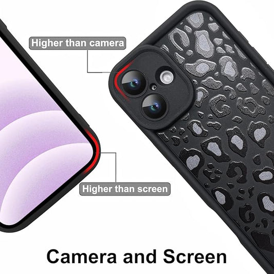 KANGHAR Case for iPhone 16 Plus Leopard Printed Pattern Cute Cheetah Phone Case Soft TPU Shockproof Protective Cover for iPhone 16 Plus 6.7 Inch Black