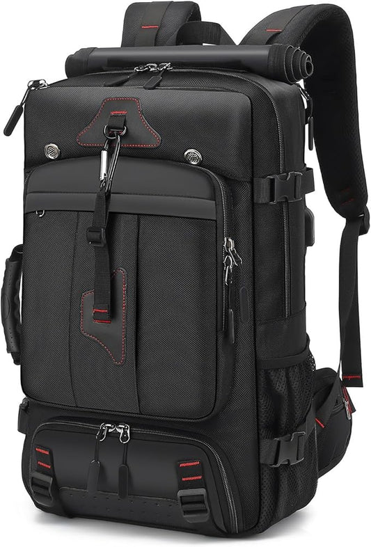Travel Backpack for Men & Women, 50L Large Carry on Backpack Durable Convertible Duffle Bag Fit for 17 Inch Laptop with Shoe Compartment, Wet Pocket