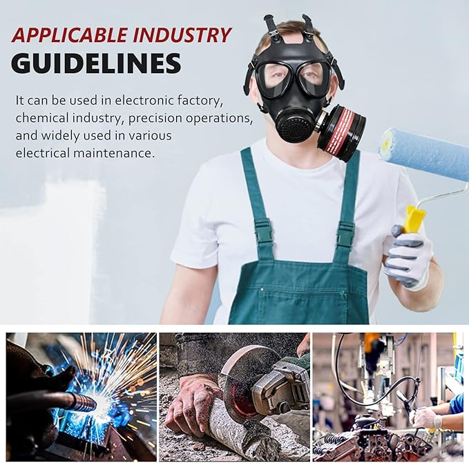 Gas Mask Survival Nuclear and Chemical, Respirator with Filters for Asbestos, Fume, Resin, Painting and Dust