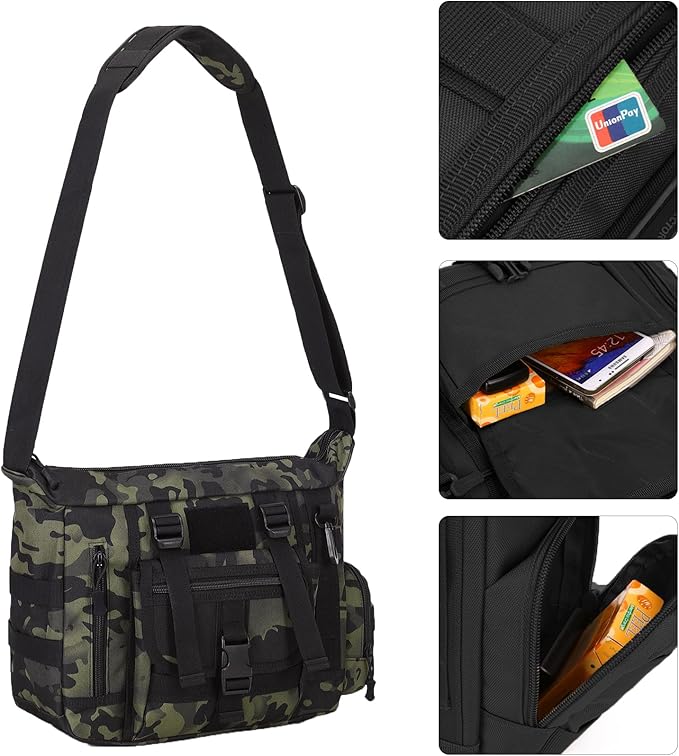 ArcEnCiel Tactical Messenger Bag Men MOLLE Sling Shoulder Pack with Patch