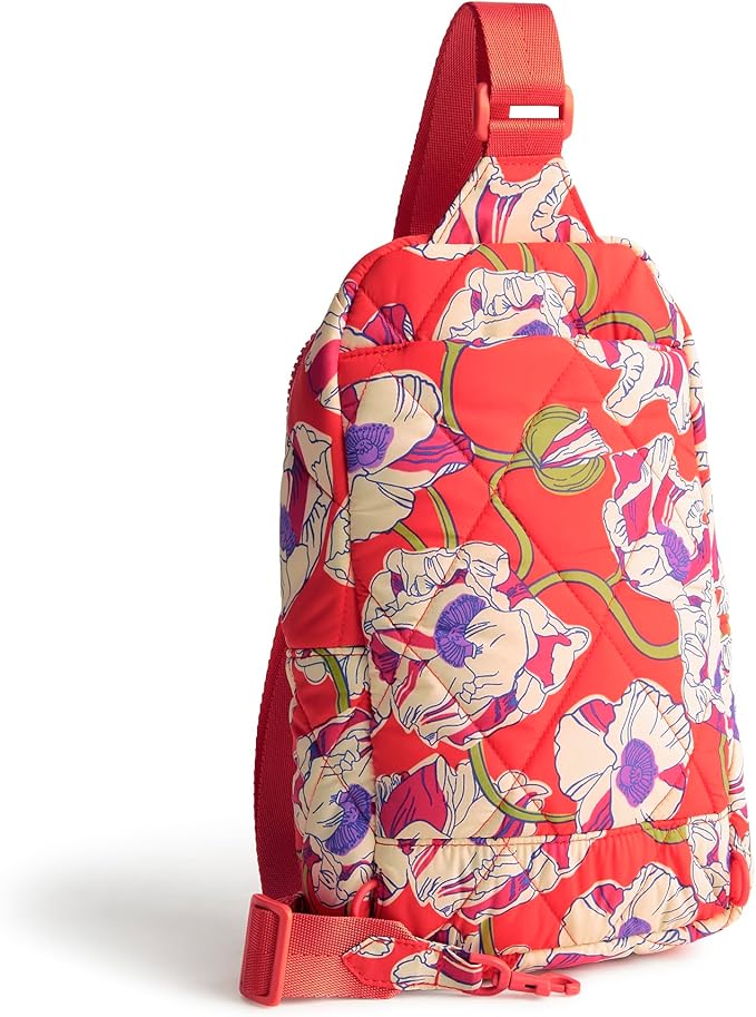Vera Bradley Women's Featherweight Lorman Sling Backpack Bag, Swirling Poppies, One Size