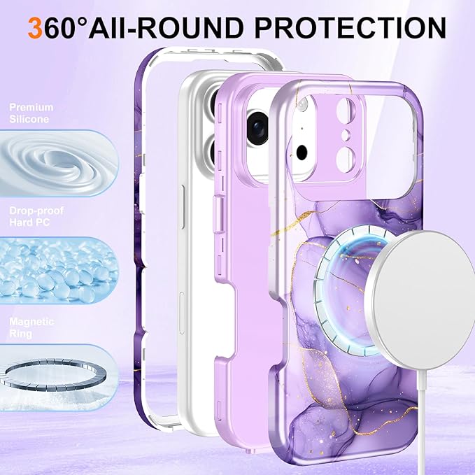 Btscase for iPhone 17 Pro Max Case [Compatible with Magsafe] [Military-Grade Drop Protection] Slim Anti-Scratch Smooth Touch TPU Bumper Shockproof Magnetic Phone Case for Women Girls Men, Lavender