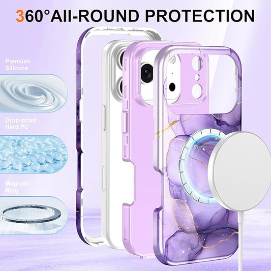 Btscase for iPhone 17 Pro Max Case [Compatible with Magsafe] [Military-Grade Drop Protection] Slim Anti-Scratch Smooth Touch TPU Bumper Shockproof Magnetic Phone Case for Women Girls Men, Lavender