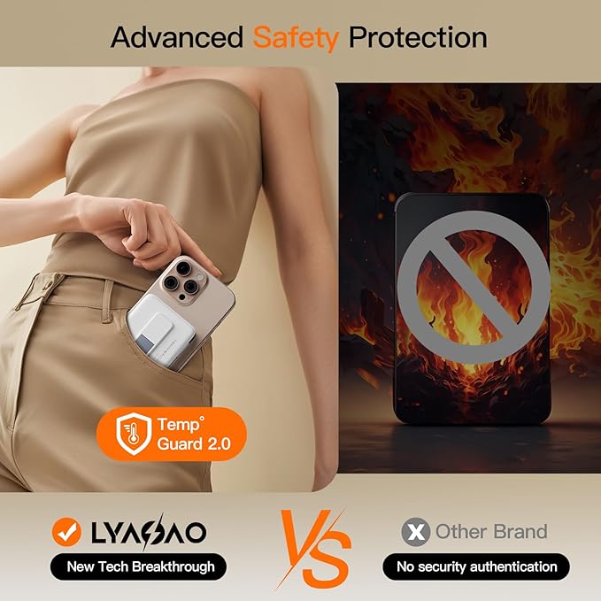 2025 Magnetic Battery Pack 16800mAh Mobile Power Bank, Portable Charger with Foldable Stand and Built-in Cable, 20W USB-C Fast Charging, Suitable for iPhone 17/16/15/14/13/12 Series