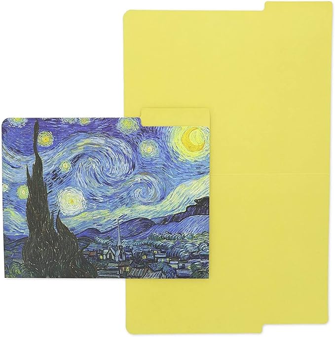 The Gifted Stationery File Folders - 12 Pack, Letter Size, Multicolor Van Gogh Floral with 1/3 Cut Tabs - Decorative File Folders for Office Supplies for Document Organization