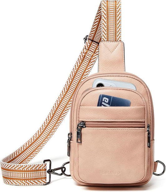 3L SMALL Sling Bag Fanny Packs For Women Men Mini Crossbody Chest Belt Travel Bag Purse Handbag Faux Leather Fashion Cute Light Grey