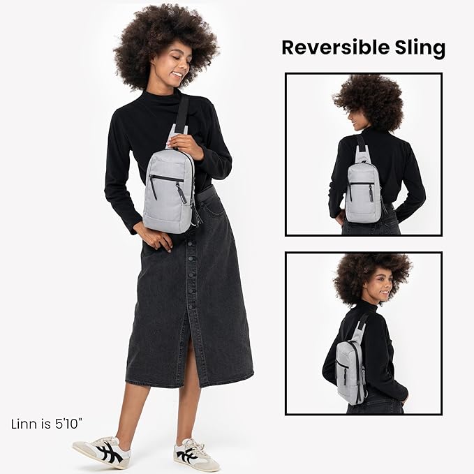 Sherpani Metro, Anti Theft Sling Bag, Sling Backpack, 5L Travel Bag, Shoulder Chest Purse, Crossbody Backpack for Women, Metal Hardware, Travel Gift (Sterling)