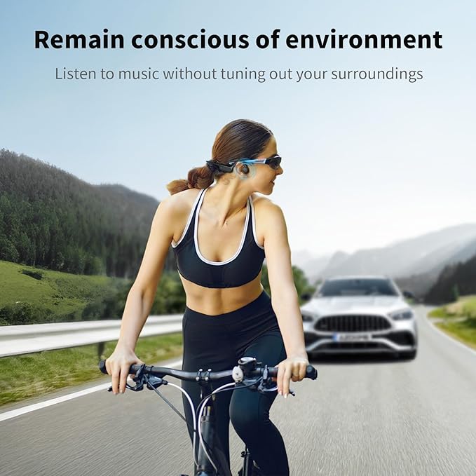 Bone Conduction Headphones, Open Ear IPX8 Waterproof Headsets Bluetooth 6.0 with Mic, Wireless Earbuds 10H Playtime Swimming Headphones for Sports, Running, Cycling