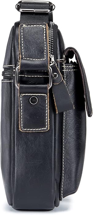 LUKZIJAES Small Genuine Leather Shoulder Bag Men Messenger Handbag Lightweight Sling Crossbody Bag