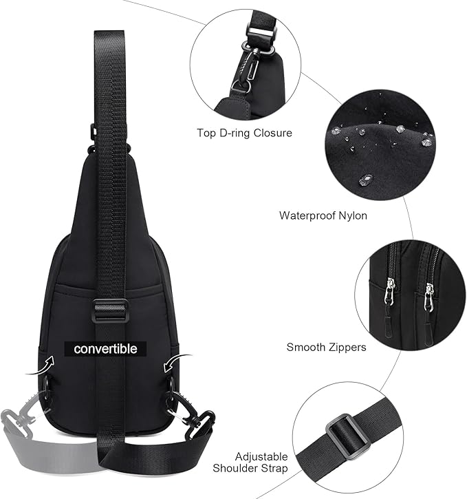 Womens Sling Bag Crossbody Bags for Women Vegan Leather Sling Backpack Daypack Fanny Pack Crossbody Purse Travel