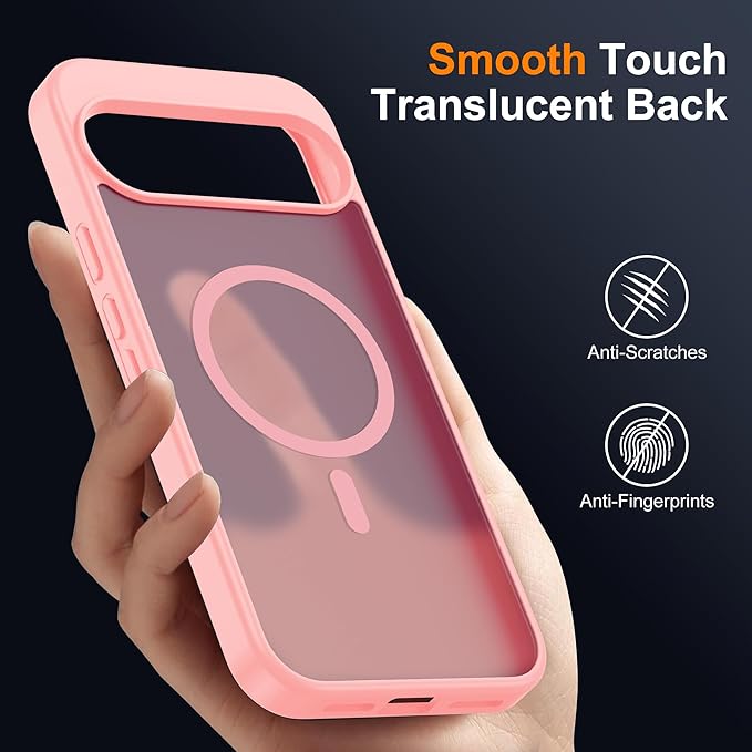 Compatible with Google Pixel 10 Pro XL Case with Magnetic [Compatible with Mag-Safe][Military Grade Drop Protection] Slim Translucent Matte Phone Case with Anti-Fingerprint Tech, Pink