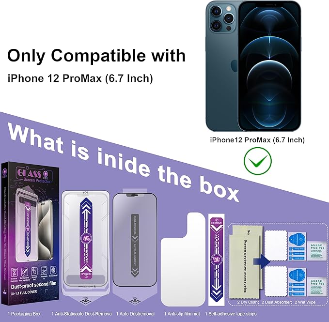 CHISHA 2-Pack Matte Screen Protector for iPhone 12 Pro Max 6.7-Inch, Auto Dust Removal, No Bubbles, High Definition Clear, Easy Installation