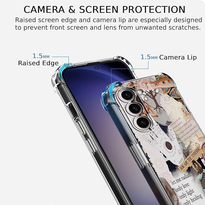 Case for Samsung Galaxy S23+ with Aesthetic Beige Desgin,Spiritual Hippie Quotes Collage,Clear Soft TPU Protective Case,6.6"(Beige,S23P)