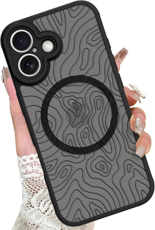 KANGHAR Case Compatible with iPhone 17 Curly Line Pattern [Compatible with Magsafe] Cute Spiral Ripples Protective Magnetic Case for Girls Women Men 6.3"