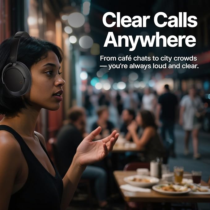 VOKALEN Hyper GO Wireless Over-Ear Noise Cancelling Headphones with Mic, 60H Playtime, Bluetooth Headset, Multi-Device Pairing, Ultra-Lightweight for Travel, Work, Study