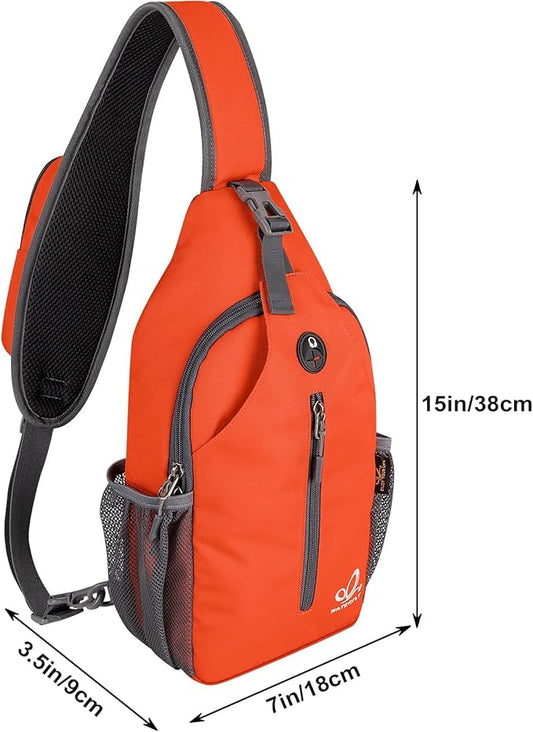 WATERFLY Crossbody Sling Backpack Sling Bag Travel Hiking Chest Bag Daypack