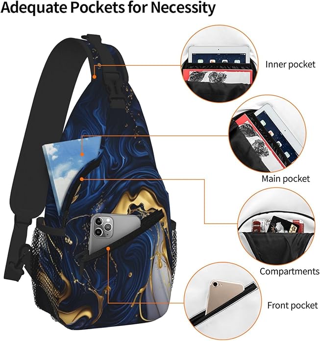 Cross Chest Bag Diagonally for Men Shoulder Bag for Travel Hiking Trendy Sling Bag with Adjustable Shoulder Strap