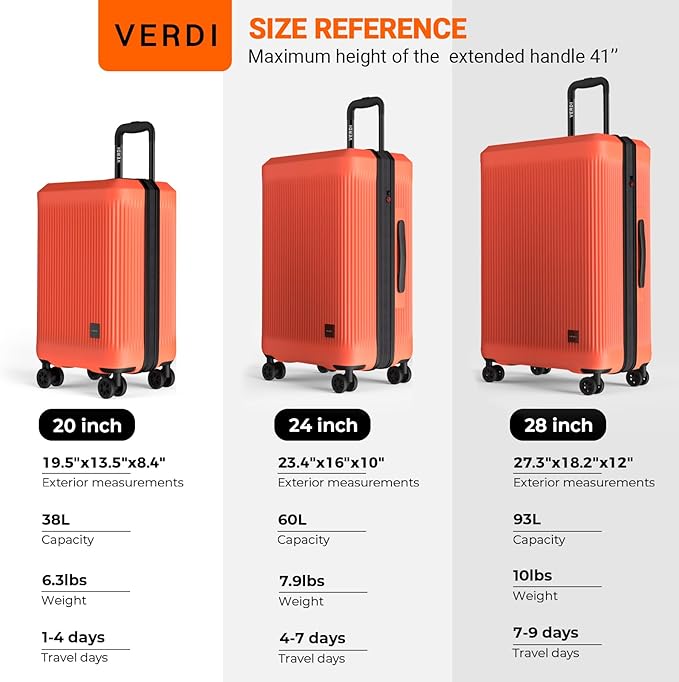 Verdi Hardside Expandable Luggage Set, Carry-On/24-In Suitcase with Spinner Wheels