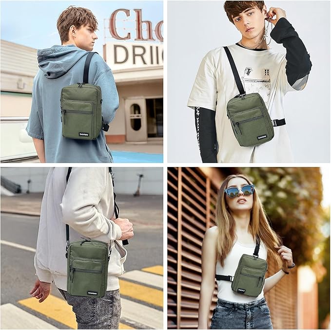 Waterproof Sling Bag For Men, Small Nylon Crossbody Sling Backpack With Multi Pockets, Adjustable Chest Bag For Travel, Hiking, Workout - Green