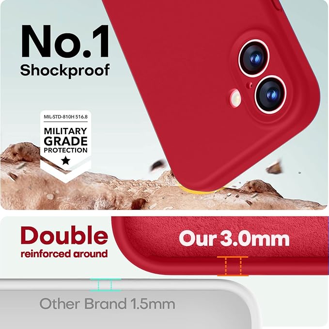 LOVE 3000 Designed for iPhone 17 Case, Premium Silicone [Compatible with Magsafe][Soft Anti-Scratch Microfiber Lining] Shockproof Protective Phone Case for Men Women 6.3", Red