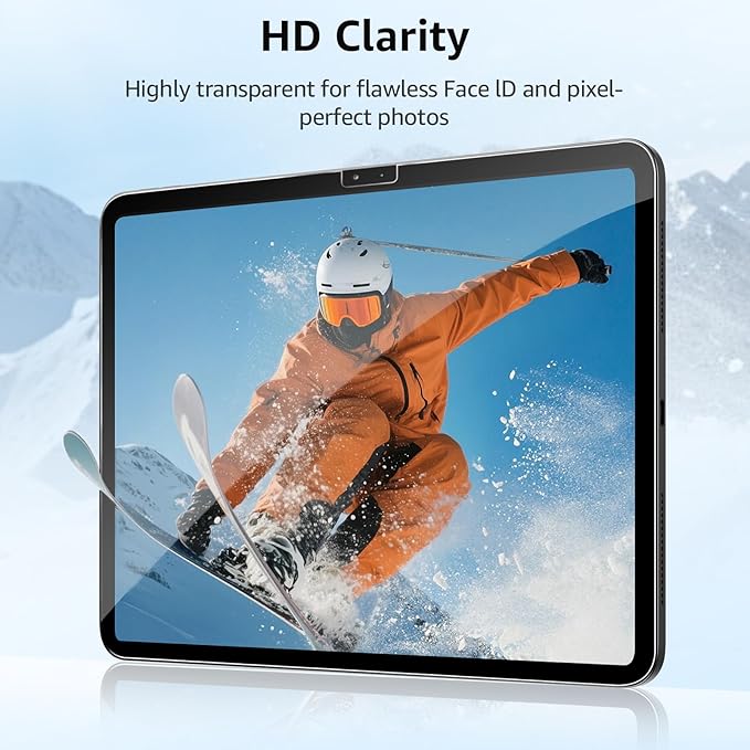 2-Pack Glass Screen Protector for iPad Air 11 Inch M3 2025 & M2 2024 (7th/6th Generation) Military Shatterproof, 9H+ Hardness, Auto-Alignment Frame, Anti-Fingerprint, HD Clear, Scratch Resistant