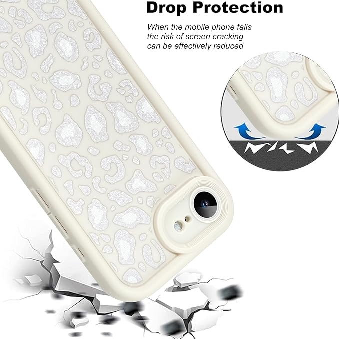 KANGHAR Case for iPhone 16e Leopard Printed Pattern Cute Cheetah Phone Case Soft TPU Shockproof Protective Cover for iPhone 16e 6.1 Inch Beige with Gray Prints