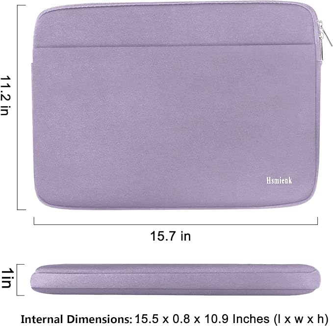 15.6 inch Laptop Sleeve Case, Shockproof Protective Notebook Case with Accessory Pocket, Briefcase Carrying Laptop Sleeve for 15.6" HP, ASUS, Dell, Lenovo, Acer -Lilac Colour