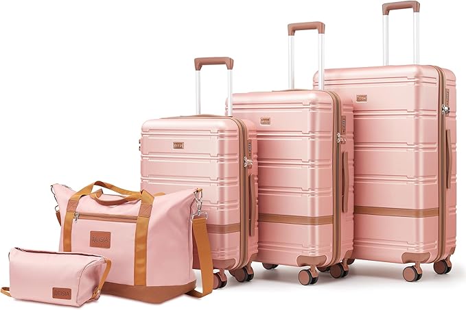 Luggage Sets 3 Piece with spinner wheels, PC+ABS Hard Shell Travel Luggage,Lightweight Carry-on suitcases with TSA Lock,YKK Zippers (Pink)