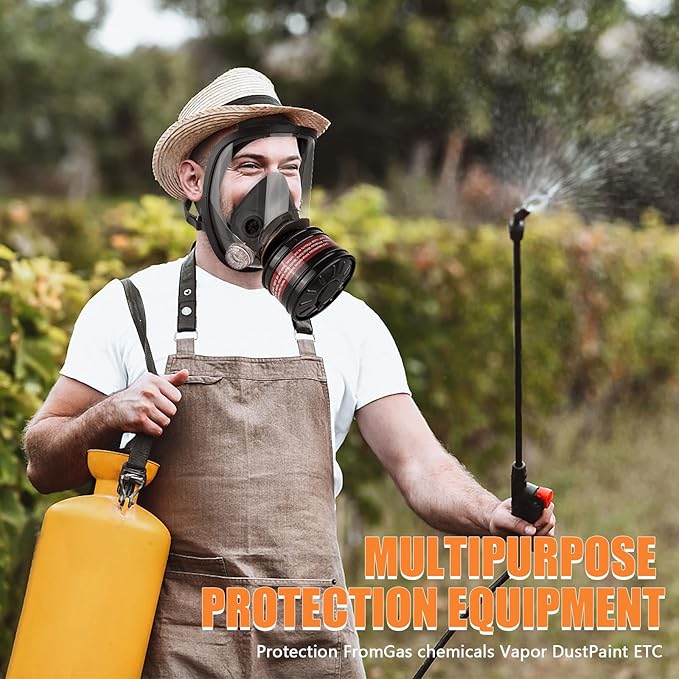 Full face Respirator Mask - Gas Masks Survival Nuclear and Chemical with Activated Carbon Filter for Chemical Dust