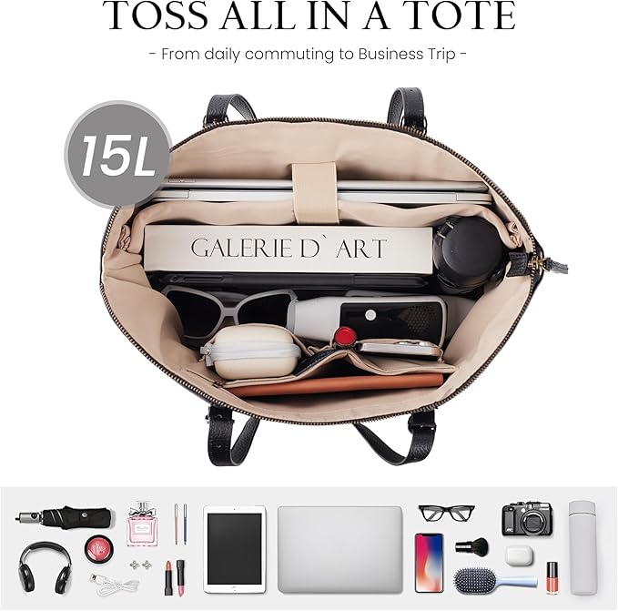 befen Genuine Leather Tote Bag for Women Large Work Tote Purse with Zipper Leather Shoulder Handbags with Adjustable Strap