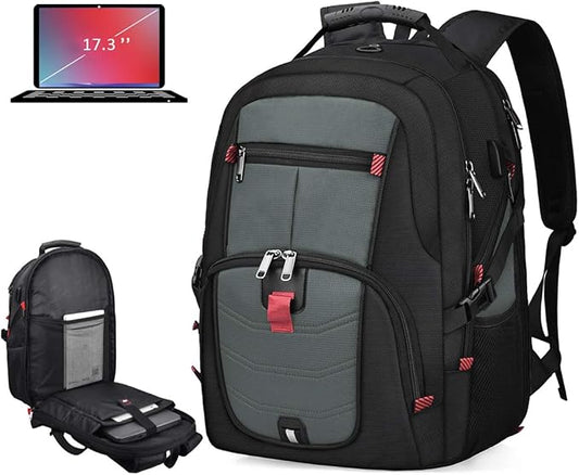 NUBILY Laptop Backpack 17 Inch Waterproof Extra Large TSA Travel Backpack Anti Theft College Business Mens Backpacks with USB Charging Port 17.3 Gaming Computer Backpack for Women Men 45 L Grey