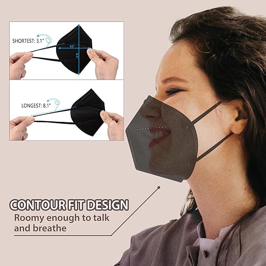 Borje KN95 Face Masks 50 Pcs, Individually Wrapped, 5-Ply Protection Black KN95 Mask, Disposable Face Masks for Adults