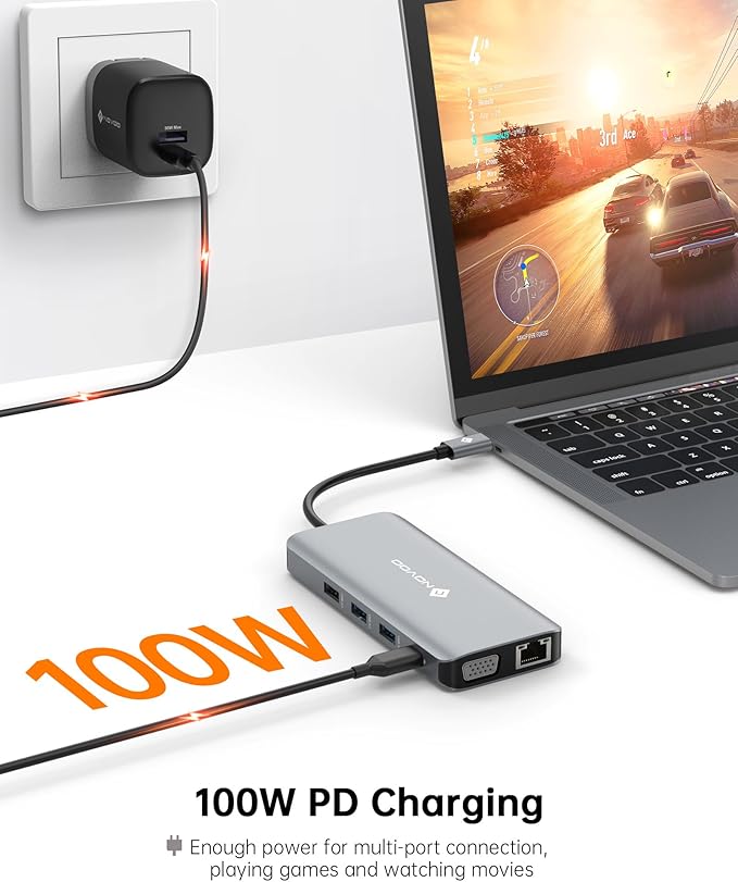 USB C Docking Station Dual HDMI Adapter, 11 in 1 Multi Display Docking Station Dual Monitor with 2 HDMI, VGA, 100W PD, 4 USB, USB C Hub Multiport Dongle Compatible with MacBook/Dell/HP/Lenovo Laptops