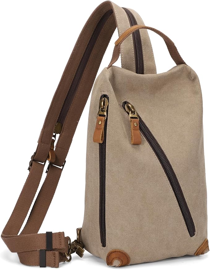 KL928 Canvas Sling Bag Crossbody Bags Small Backpack Pack Travel Purse Convertible Purses for Women Men