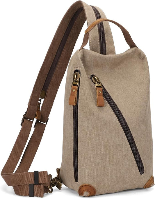 KL928 Canvas Sling Bag Crossbody Bags Small Backpack Pack Travel Purse Convertible Purses for Women Men