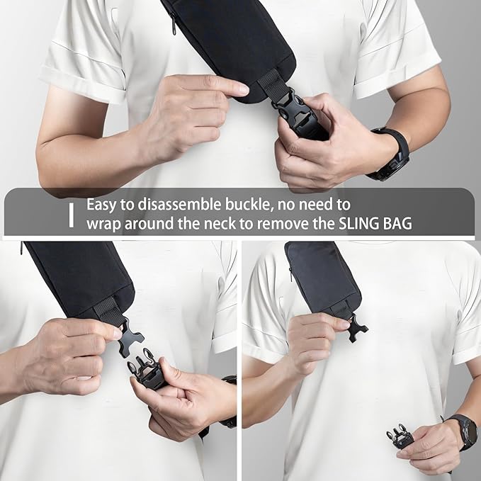 LEDAOU Crossbody Sling Bag for Men Anti-Theft Sling Backpack Cross Body Shoulder Chest Bag Fanny Pack Travel Hiking (Black)