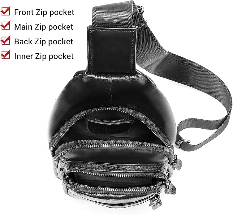 Genuine Leather Sling Bags for Men Crossbody Purse Vintage Small Messenger Shoulder Bag for Phone Side Chest Daypack Bag