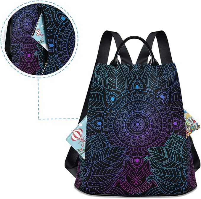 ALAZA Boho Mandala Ethnic Bohemian Backpack Purse for Women Anti Theft Fashion Back Pack Shoulder Bag