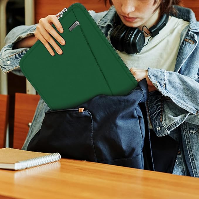 Laptop Sleeve 15.6 inch, Computer Carrying Bag Protective Case Handbag with Front Pocket, Slim Laptop Cover for 15-16 Inch HP, Dell, Lenovo, Asus, Dark Green