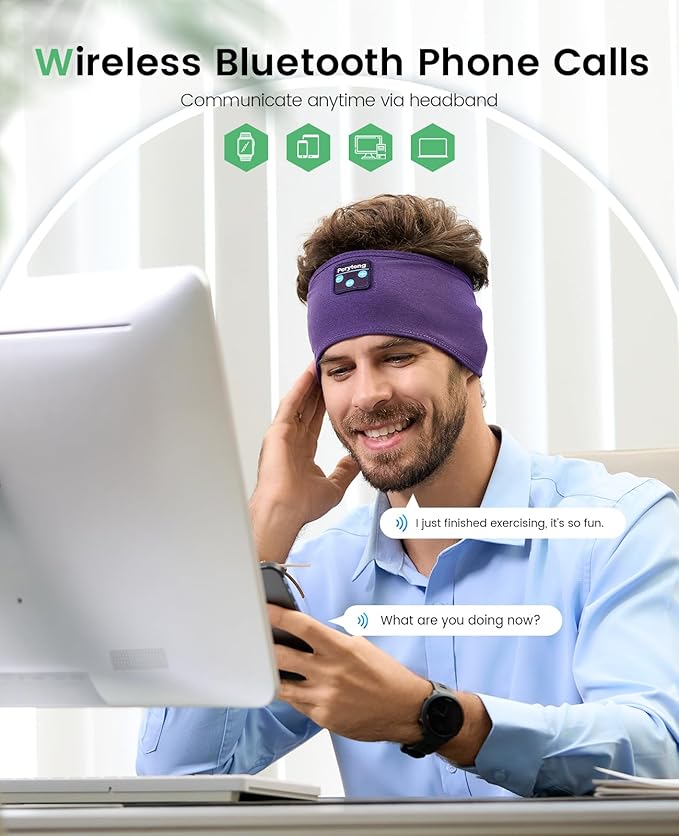 Perytong Sleep Headphones Sleeping Bluetooth Headband, Soft Headphone Band with Ultra-Thin Speakers Perfect for Side Sleepers, Running, Workout, Jogging, Yoga, Insomnia Cool Gadgets