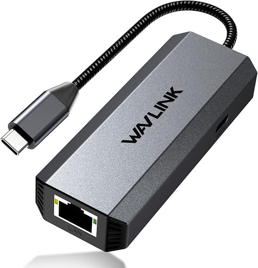 WAVLINK USB C to Ethernet Adapter 2.5 Gbps, USB to 2.5G Ethernet Adapter with 95W Power for Laptop, USB-C to RJ45 Network Converter (Thunderbolt 4/3 Compatible) for Windows, Mac OS, iPad OS and More