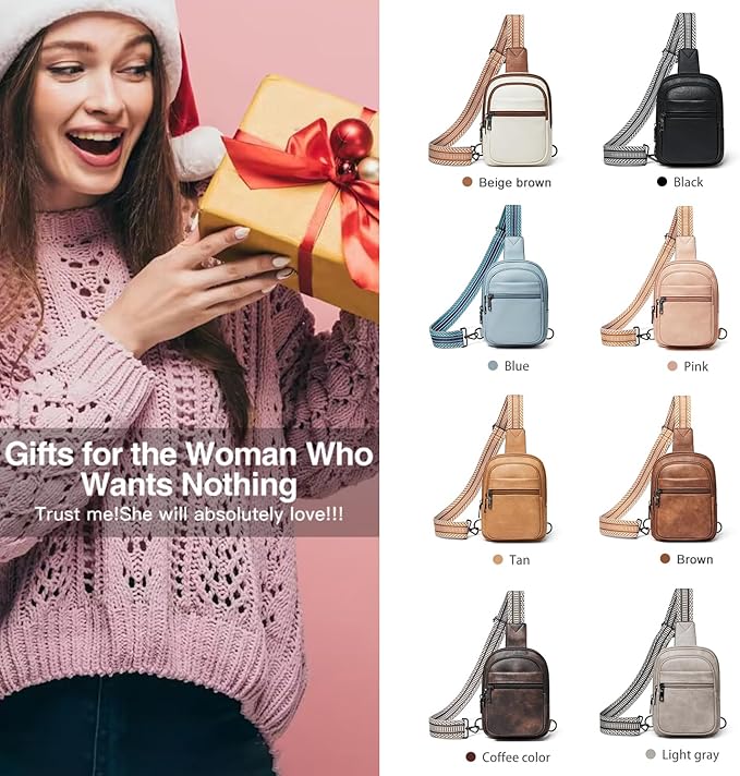 3L SMALL Sling Bag Fanny Packs For Women Men Mini Crossbody Chest Belt Travel Bag Purse Handbag Faux Leather Fashion Cute Black