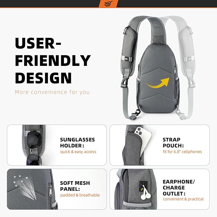 SKYSPER Sling Bag RFID Crossbody Sling Backpack Cross Body Shoulder Bag Travel Hiking Daypack for Women Men