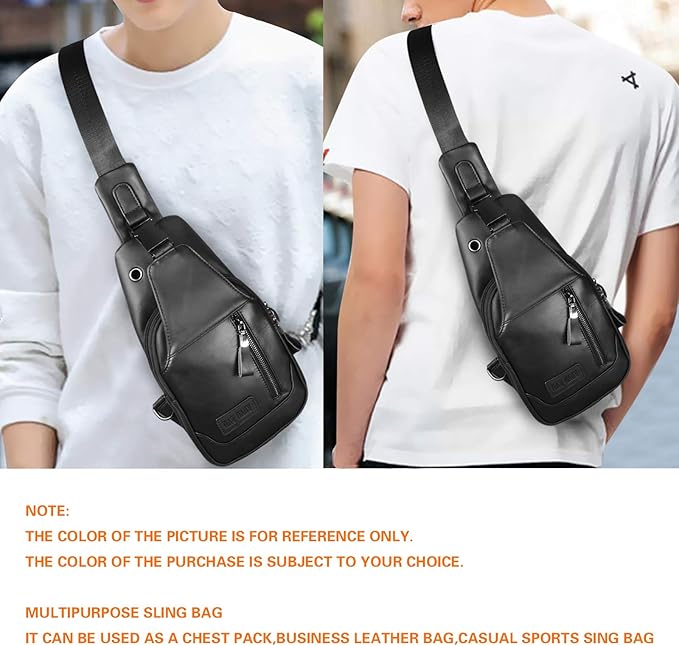 Leather Sling Bag Purse Chest Shoulder Backpack,Concealed Carry Crossbody Bags for Men Wander Plus Anti Theft Bag