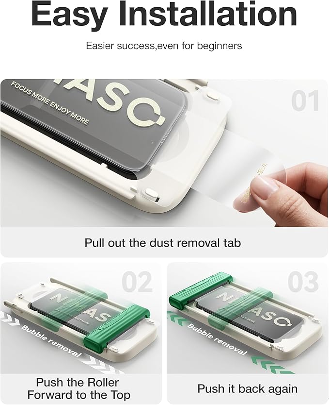 NIMASO for iPhone 17 Screen Protector Full Coverage 6.3-Inch, No Bubbles No Dust, 3D Curved Edges 9H Hardness Tempered Glass, Military Grade Shatterproof, Anti-Scratch, with Roller,1 Pack