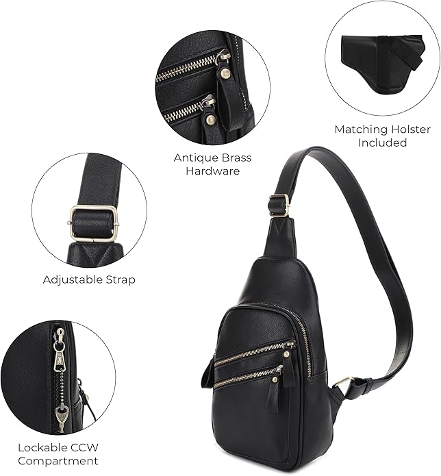 JESSIE & JAMES Jeannie Unisex Multi-Pocket Concealed Carry Sling Bag Crossbody Backpack Purse