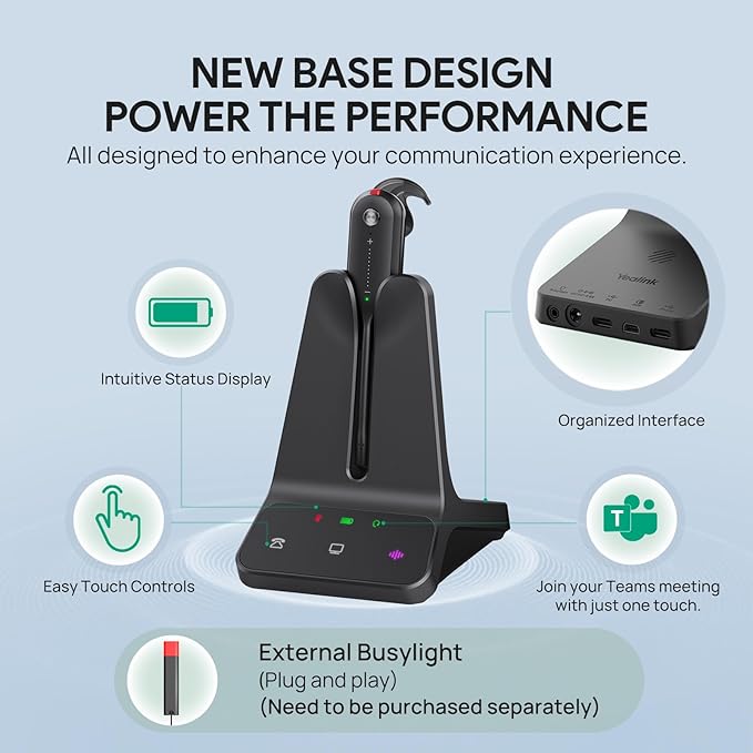 Yealink DECT Wireless Headset WH63 E2 UC, Zoom Teams Certified,Single Ear (Mono) Convertible Headset,Connects to Desk Phone&Computer,Noise Canceling Microphone,3 Wearing Styles
