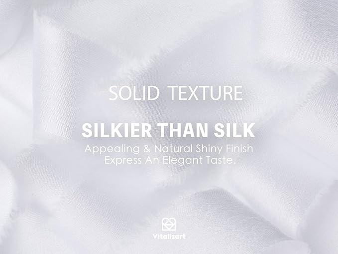 Vitalizart Silk Satin Ribbon 1 inch x 15 Yard Off White Handmade Frayed Ribbons for Gift Wrapping Baby Shower Wedding Bridal Bouquets Holiday Decor